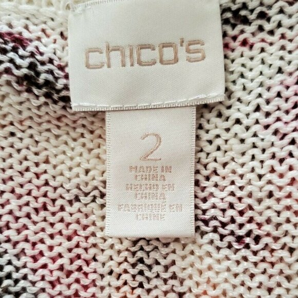 Chicos Pink Floral Cherry Blossom Print Netting Spring Summer Blouse Top Size 2 - Picture 13 of 13